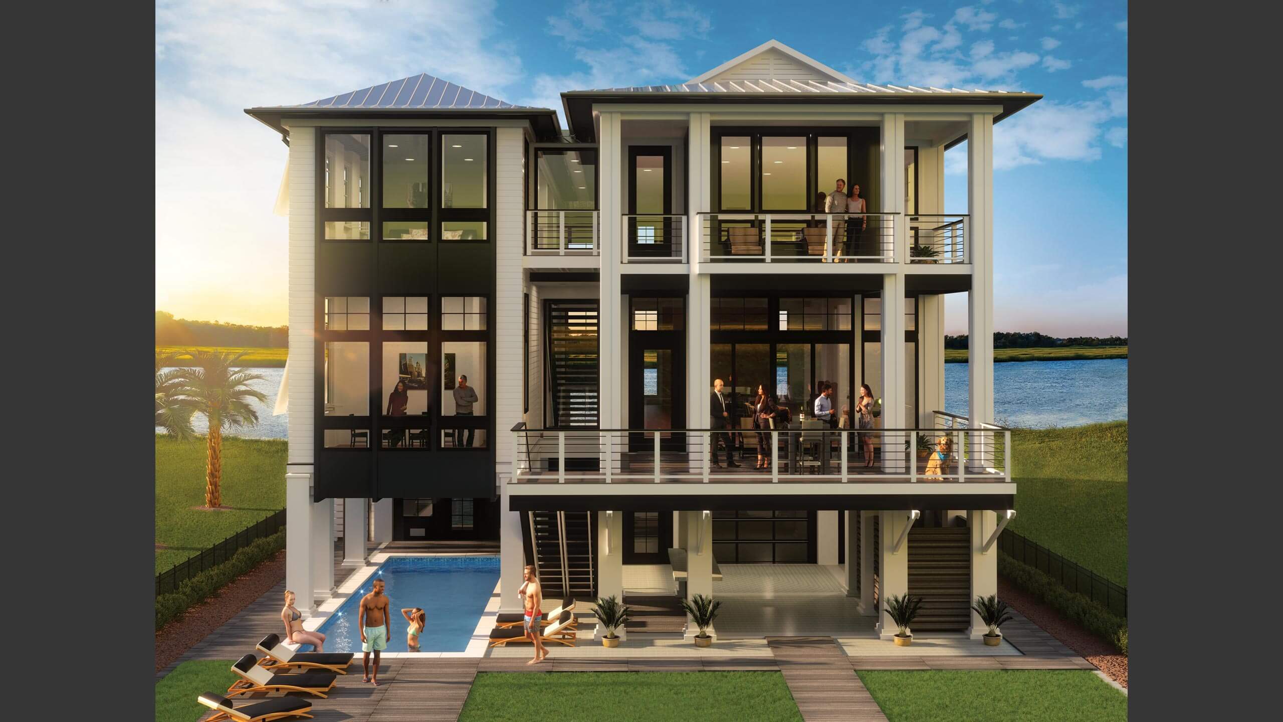 3D Architectural Rendering of Custom Home Wide